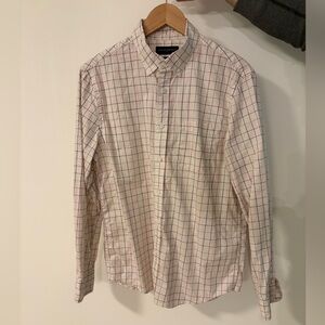 Banana Republic White and Red Checkered Shirt